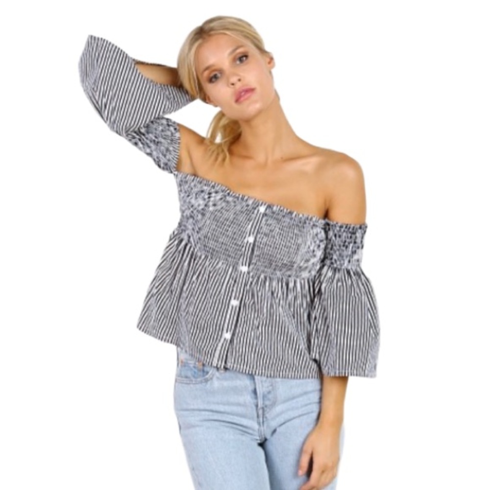 Faithfull The Brand Off The Shoulder Cooper Top Louvre Stripe